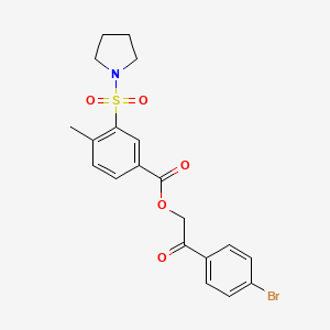 molecular formula C20H20BrNO5S B3705224 [2-(4-Bromophenyl)-2-oxoethyl] 4-methyl-3-pyrrolidin-1-ylsulfonylbenzoate 