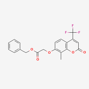 molecular formula C20H15F3O5 B3705278 BENZYL 2-{[8-METHYL-2-OXO-4-(TRIFLUOROMETHYL)-2H-CHROMEN-7-YL]OXY}ACETATE 