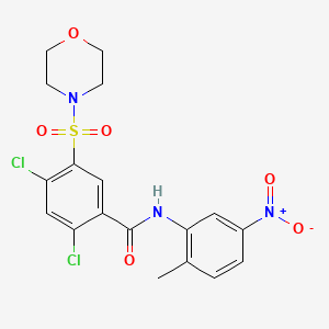 molecular formula C18H17Cl2N3O6S B3705304 2,4-dichloro-N-(2-methyl-5-nitrophenyl)-5-morpholin-4-ylsulfonylbenzamide 