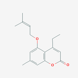 molecular formula C17H20O3 B3705328 4-ethyl-7-methyl-5-[(3-methylbut-2-en-1-yl)oxy]-2H-chromen-2-one 