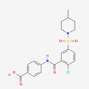 molecular formula C20H21ClN2O5S B3705367 4-[[2-chloro-5-(4-methylpiperidin-1-yl)sulfonylbenzoyl]amino]benzoic acid 