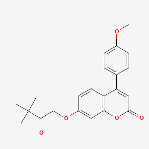 molecular formula C22H22O5 B3705398 7-(3,3-dimethyl-2-oxobutoxy)-4-(4-methoxyphenyl)-2H-chromen-2-one 