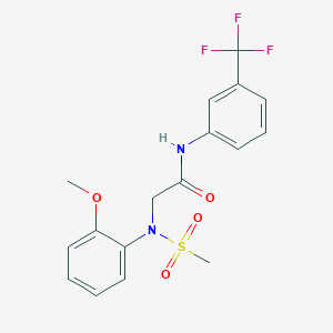 molecular formula C17H17F3N2O4S B3705481 2-[N-(2-METHOXYPHENYL)METHANESULFONAMIDO]-N-[3-(TRIFLUOROMETHYL)PHENYL]ACETAMIDE 