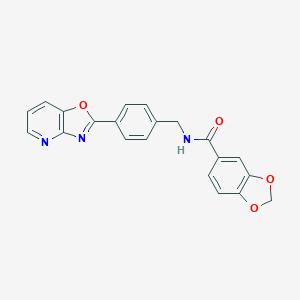 molecular formula C21H15N3O4 B370550 N-(4-[1,3]oxazolo[4,5-b]pyridin-2-ylbenzyl)-1,3-benzodioxole-5-carboxamide CAS No. 921125-45-3