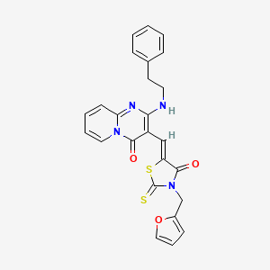 3-{[3-(2-furylmethyl)-4-oxo-2-thioxo-1,3-thiazolidin-5-ylidene]methyl}-2-[(2-phenylethyl)amino]-4H-pyrido[1,2-a]pyrimidin-4-one