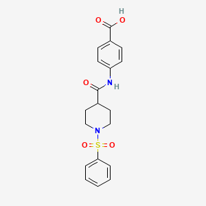 molecular formula C19H20N2O5S B3705644 4-[[1-(benzenesulfonyl)piperidine-4-carbonyl]amino]benzoic acid 