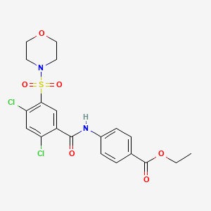 molecular formula C20H20Cl2N2O6S B3705676 Ethyl 4-[(2,4-dichloro-5-morpholin-4-ylsulfonylbenzoyl)amino]benzoate 