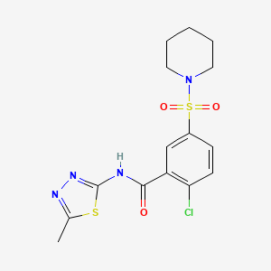 molecular formula C15H17ClN4O3S2 B3705716 2-chloro-N-(5-methyl-1,3,4-thiadiazol-2-yl)-5-piperidin-1-ylsulfonylbenzamide 