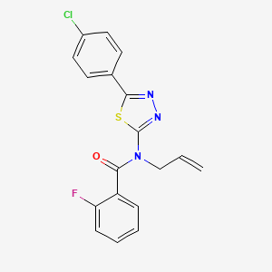 N-[5-(4-chlorophenyl)-1,3,4-thiadiazol-2-yl]-2-fluoro-N-(prop-2-en-1-yl)benzamide