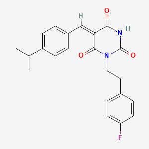 molecular formula C22H21FN2O3 B3705785 (5Z)-1-[2-(4-fluorophenyl)ethyl]-5-[(4-propan-2-ylphenyl)methylidene]-1,3-diazinane-2,4,6-trione 