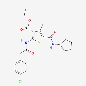 molecular formula C22H25ClN2O4S B3705794 ETHYL 2-[2-(4-CHLOROPHENYL)ACETAMIDO]-5-(CYCLOPENTYLCARBAMOYL)-4-METHYLTHIOPHENE-3-CARBOXYLATE 