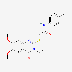 2-[(3-ethyl-6,7-dimethoxy-4-oxo-3,4-dihydroquinazolin-2-yl)sulfanyl]-N-(4-methylphenyl)acetamide