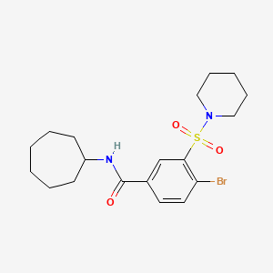 molecular formula C19H27BrN2O3S B3705845 4-bromo-N-cycloheptyl-3-(1-piperidinylsulfonyl)benzamide 