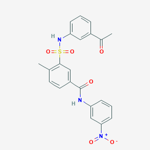 molecular formula C22H19N3O6S B3705851 3-[(3-acetylphenyl)sulfamoyl]-4-methyl-N-(3-nitrophenyl)benzamide 