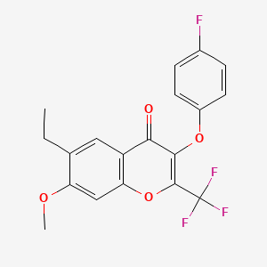 molecular formula C19H14F4O4 B3705865 6-ethyl-3-(4-fluorophenoxy)-7-methoxy-2-(trifluoromethyl)-4H-chromen-4-one 