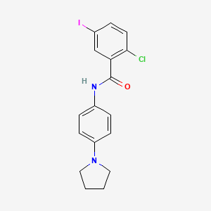 molecular formula C17H16ClIN2O B3705892 2-chloro-5-iodo-N-[4-(pyrrolidin-1-yl)phenyl]benzamide 