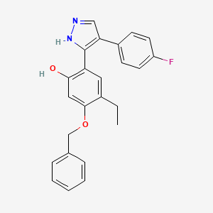 molecular formula C24H21FN2O2 B3705894 4-ethyl-2-[4-(4-fluorophenyl)-1H-pyrazol-5-yl]-5-phenylmethoxyphenol 