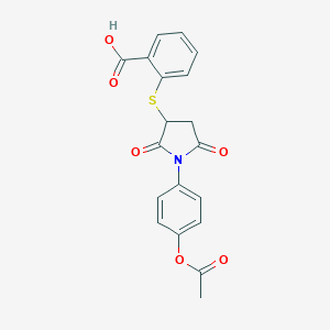 2-((1-(4-Acetoxyphenyl)-2,5-dioxopyrrolidin-3-yl)thio)benzoic acid