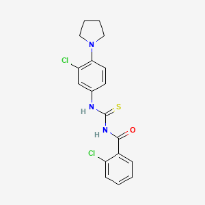 molecular formula C18H17Cl2N3OS B3705926 2-chloro-N-{[3-chloro-4-(pyrrolidin-1-yl)phenyl]carbamothioyl}benzamide 