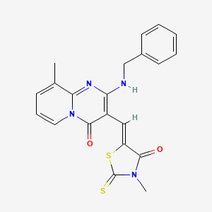 2-(benzylamino)-9-methyl-3-[(Z)-(3-methyl-4-oxo-2-thioxo-1,3-thiazolidin-5-ylidene)methyl]-4H-pyrido[1,2-a]pyrimidin-4-one