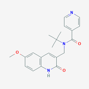 molecular formula C21H23N3O3 B370599 N-tert-butyl-N-[(6-methoxy-2-oxo-1H-quinolin-3-yl)methyl]pyridine-4-carboxamide CAS No. 674818-07-6
