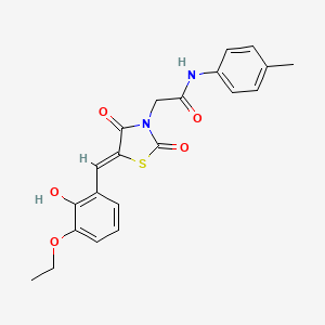 molecular formula C21H20N2O5S B3705996 2-[(5Z)-5-(3-ethoxy-2-hydroxybenzylidene)-2,4-dioxo-1,3-thiazolidin-3-yl]-N-(4-methylphenyl)acetamide 