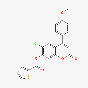 molecular formula C21H13ClO5S B3706016 6-chloro-4-(4-methoxyphenyl)-2-oxo-2H-chromen-7-yl thiophene-2-carboxylate 