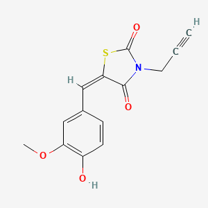 molecular formula C14H11NO4S B3706032 (5E)-5-[(4-hydroxy-3-methoxyphenyl)methylidene]-3-prop-2-ynyl-1,3-thiazolidine-2,4-dione 