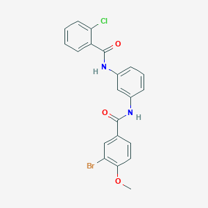 molecular formula C21H16BrClN2O3 B3706037 3-bromo-N-(3-{[(2-chlorophenyl)carbonyl]amino}phenyl)-4-methoxybenzamide 