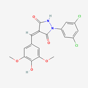 molecular formula C18H14Cl2N2O5 B3706066 1-(3,5-dichlorophenyl)-4-(4-hydroxy-3,5-dimethoxybenzylidene)-3,5-pyrazolidinedione 