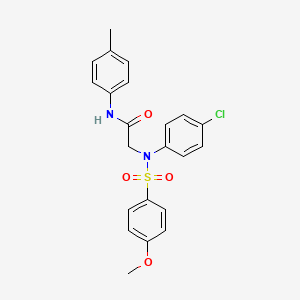 molecular formula C22H21ClN2O4S B3706113 2-[N-(4-CHLOROPHENYL)4-METHOXYBENZENESULFONAMIDO]-N-(4-METHYLPHENYL)ACETAMIDE 