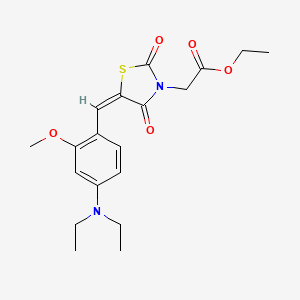 molecular formula C19H24N2O5S B3706128 ethyl {(5E)-5-[4-(diethylamino)-2-methoxybenzylidene]-2,4-dioxo-1,3-thiazolidin-3-yl}acetate 