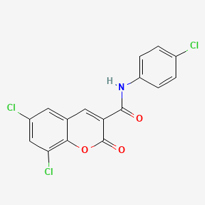 molecular formula C16H8Cl3NO3 B3706189 6,8-dichloro-N-(4-chlorophenyl)-2-oxo-2H-chromene-3-carboxamide 