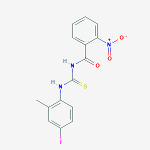 molecular formula C15H12IN3O3S B3706219 N-[(4-iodo-2-methylphenyl)carbamothioyl]-2-nitrobenzamide 