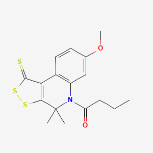 molecular formula C17H19NO2S3 B3706258 1-(7-methoxy-4,4-dimethyl-1-thioxo-1,4-dihydro-5H-[1,2]dithiolo[3,4-c]quinolin-5-yl)butan-1-one 