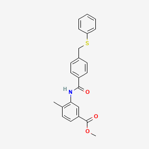 molecular formula C23H21NO3S B3706297 Methyl 4-methyl-3-[({4-[(phenylsulfanyl)methyl]phenyl}carbonyl)amino]benzoate 