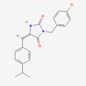 molecular formula C20H19BrN2O2 B3706319 (5E)-3-[(4-BROMOPHENYL)METHYL]-5-{[4-(PROPAN-2-YL)PHENYL]METHYLIDENE}IMIDAZOLIDINE-2,4-DIONE 