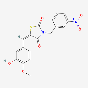 molecular formula C18H14N2O6S B3706380 (5E)-5-(3-hydroxy-4-methoxybenzylidene)-3-(3-nitrobenzyl)-1,3-thiazolidine-2,4-dione 