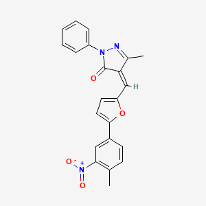 molecular formula C22H17N3O4 B3706412 (4Z)-5-methyl-4-[[5-(4-methyl-3-nitrophenyl)furan-2-yl]methylidene]-2-phenylpyrazol-3-one 