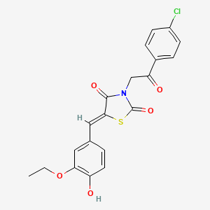 molecular formula C20H16ClNO5S B3706508 3-[2-(4-chlorophenyl)-2-oxoethyl]-5-(3-ethoxy-4-hydroxybenzylidene)-1,3-thiazolidine-2,4-dione 