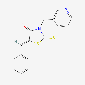 molecular formula C16H12N2OS2 B3706510 (5Z)-5-benzylidene-3-(pyridin-3-ylmethyl)-2-thioxo-1,3-thiazolidin-4-one 