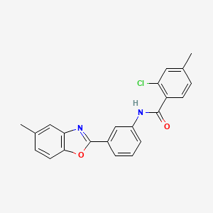 molecular formula C22H17ClN2O2 B3706518 2-chloro-4-methyl-N-[3-(5-methyl-1,3-benzoxazol-2-yl)phenyl]benzamide 