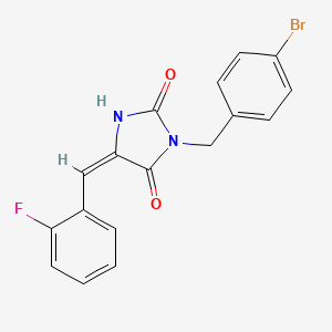 (5E)-3-[(4-bromophenyl)methyl]-5-[(2-fluorophenyl)methylidene]imidazolidine-2,4-dione