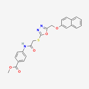 molecular formula C23H19N3O5S B3706565 methyl 4-{[({5-[(2-naphthyloxy)methyl]-1,3,4-oxadiazol-2-yl}thio)acetyl]amino}benzoate 