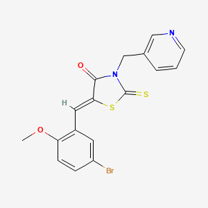 molecular formula C17H13BrN2O2S2 B3706577 5-(5-bromo-2-methoxybenzylidene)-3-(3-pyridinylmethyl)-2-thioxo-1,3-thiazolidin-4-one 