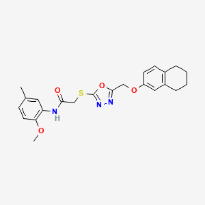 molecular formula C23H25N3O4S B3706599 N-(2-methoxy-5-methylphenyl)-2-[[5-(5,6,7,8-tetrahydronaphthalen-2-yloxymethyl)-1,3,4-oxadiazol-2-yl]sulfanyl]acetamide 