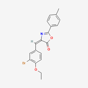 molecular formula C19H16BrNO3 B3706657 4-(3-bromo-4-ethoxybenzylidene)-2-(4-methylphenyl)-1,3-oxazol-5(4H)-one 