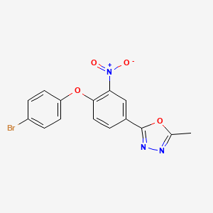 molecular formula C15H10BrN3O4 B3706688 2-[4-(4-bromophenoxy)-3-nitrophenyl]-5-methyl-1,3,4-oxadiazole 