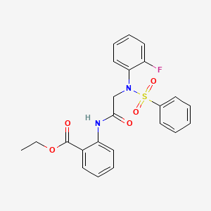 molecular formula C23H21FN2O5S B3706727 ethyl 2-{[N-(2-fluorophenyl)-N-(phenylsulfonyl)glycyl]amino}benzoate 