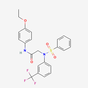 molecular formula C23H21F3N2O4S B3706774 N-(4-ETHOXYPHENYL)-2-[(PHENYLSULFONYL)-3-(TRIFLUOROMETHYL)ANILINO]ACETAMIDE 